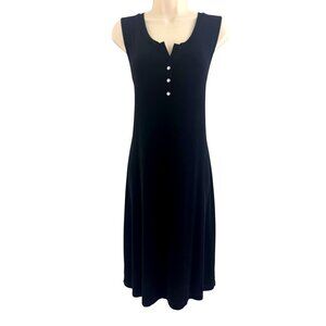 Chico's Size 2 = Large/12 Travelers Black Slinky Shift Dress Timeless Classic